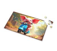 1500 Piece Puzzle Pig On Blue Scooter Riding Down Country Road Picture Puzzle Puzzle 500 Pieces Easter Toys For Kids Ages 4-8(300PCS)