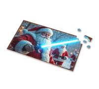 1500 Piece Puzzle Santa Claus Masters The Blue Lightsaber: A Festive Star Wars Mash Picture Puzzle Gift For 4 Year Old Boy Spot It Game For Kids(1000PCS)