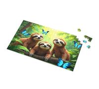 1500 Piece Puzzle Three Sloths In A Jungle With Blue Butterflies Picture Puzzle Puzzle Toys Under 10 Dollars(500PCS)