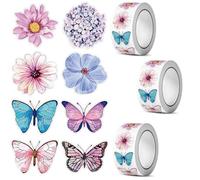 1500 Pieces Butterfly Flower Sticker Roll,Butterfly Decals Cute Self-Adhesive Decorative Sticker for Scrapbooks Envelopes Party Supply Decoration