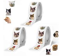 1500 Pieces Funny Cat Meme Stickers, Cute Waterproof Cat Meme Sticker Roll, Car Decals for Laptop Bottle Bracelet Teens Adults Youth School Family Christmas Halloween