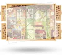 1500 Pieces Rotating Puzzle Board with 4 Drawers, Cover, and Lazy Susan Spinning Design, 34.25" x25.20 Portable Wooden Jigsaw Puzzle Table for Adults, for Mom
