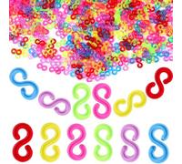 1500 Pieces Rubber Band S Clips Multicolor Loom Band Clips Plastic Band Clips Connectors Refills for Loom Bracelets DIY Craft Making Refill Kit