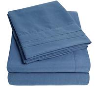 1500 Supreme Collection Extra Soft Twin Sheets Set, Denim - Luxury Bed Sheets Set with Deep Pocket Wrinkle Free Hypoallergenic Bedding, Over 40 Colors, Twin Size, Denim