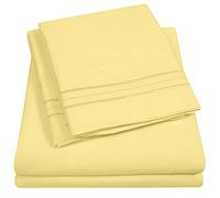 1500 Supreme Collection King Sheet Sets Pale Yellow - Luxury Hotel Bed Sheets and Pillowcase Set for King Mattress - Extra Soft, Elastic Corner Straps, Deep Pocket Sheets, King Pale Yellow