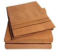 1500 Supreme Collection Luxury King Size Bed Sheet and Pillow Cases Set Extra Soft Hotel Quality Sheet, Elastic Corner Straps, Deep Pockets, Mocha Brown