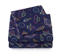 1500 Supreme Kids Bed Sheet Collection - Fun Colorful and Comfortable Boys and Girls Toddler Sheet Sets - Deep Pocket Wrinkle Free Soft and Cozy Bedding - Twin, Neon Spaceships