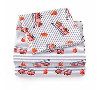 1500 Supreme Kids Bed Sheet Collection - Fun Colorful and Comfortable Boys and Girls Toddler Sheet Sets - Deep Pocket Wrinkle Free Soft and Cozy Bedding - Twin, Fire Engine