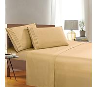 1500 Thread Count Wrinkle & Fade Resistant Egyptian Quality 4-Piece Bed Sheet Set Ultra Soft Luxurious Set includes Flat Sheet, Fitted Sheet and 2 Pillowcases, California King, Amber Autumn