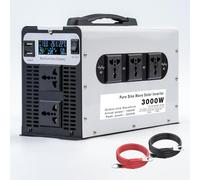 1500 Watt Pure Sine Wave Inverter, DC 12V/24V/48V/60V/72V to 110V/220V AC, 3000W Peak, 5 AC Sockets, LED Display, 2 USB Ports
