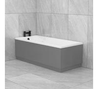 1500 x 700mm Cesar Single Ended Square Acrylic Bath with MDF Indigo Grey Gloss Front Panel