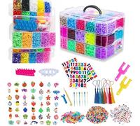 15000+ Loom Bands Kit - Vibrant Colors Loom Bands - Rubber Bands Bracelet Making Kit with A,B,C Beads, Bracelet Connector and Tools with Storage Box - DIY Arts & Crafts Gift for Girls Her & Boys Him