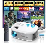 15000 Lumens Outdoor Movie Projector - Native 1080P HD Portable Projector with WiFi 6/Bluetooth 5.2, 300" Screen | Compatible with iPhone, Android, Fire Stick, PS5, Xbox(USB-C Cable) ±15° Keystone