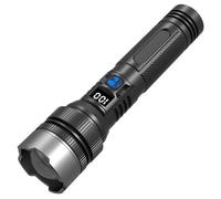 150000 Lumens Powerful Flashlight,USB Rechargeable, IPX7 Waterproof Tactical Flashlight,Zoomable LED (XHP70.2), Telescopic Focus,LCD Display & Mini Design for Camping Hiking Home Emergencies