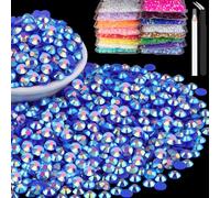 15000pcs 2mm Resin Rhinestones Bulk, Dark Blue AB Flatback Round Jelly Rhinestones Bedazzling Non Hotfix Crystal Gems Large Quantity Wholesale for DIY Crafts Clothes Tumblers Face Makeup Manicure