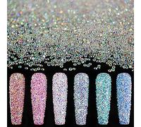 15000Pcs Ultra Mini 1.2mm AB Diamond Beads Glass Sand Shine Rhinestones Iridescent Crystals Long Lasting Like Swarovski for Nail Art 3D Decorations DIY Crafts with 2Pcs Triangle Trays by BELLEBOOST