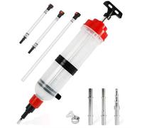 1500cc Automotive Fluid Syringe with VITON Seals - Heavy Duty Oil Extractor & Filler Tool for Brake, Transmission, Coolant, and Gear Fluids - Adapter Set Included