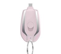 1500mAh Keyring Power Bank, Keychain Portable Charger for Android, Type-C Mini Power Emergency Pod, Compact External Fast Charging charger for outdoor (Pink Type-C)