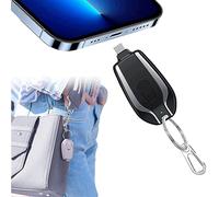1500mAh Mini Power Emergency Pod,Keychain Portable Charger for IPhone or Type-c,Portable - Charging Power Bank Battery Pack,Key Ring Cell Phone Charger-Black-ios