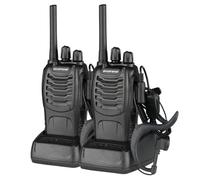 1500mAh Ultra-long Standby Walkie-talkie EU Standard Black,Long Range,Two Way Radios Rechargeable with Earpiece and Mic,Channel Display,Hands Free,for Healthcare Church School Retail Restaurant