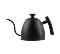1500ml Stainless Steel Coffee Pour Over Kettle Featuring Gooseneck Spout for Precision and Wood Handle for Grip (Black w/thermometer)