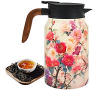 1500ml Thermal Coffee Carafe, Vintage Floral Pattern Tea Pot Built in Infuser, Stainless Steel Thermal Teapot, Leak-Proof Vacuum Insulated Carafe for Coffee Tea Hot/Cold Drinks(Style 4)