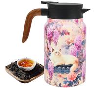1500ml Thermal Coffee Carafe, Vintage Floral Pattern Tea Pot Built in Infuser, Stainless Steel Thermal Teapot, Leak-Proof Vacuum Insulated Carafe for Coffee Tea Hot/Cold Drinks(Style 1)