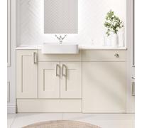 1500mm Beige Toilet and Sink Unit with Storage Unit & Chrome Fittings - Vancouver