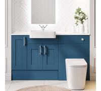 1500mm Blue Toilet and Sink Unit with Storage Unit and Square Toilet - Vancouver
