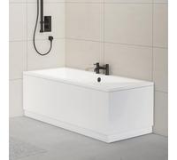 1500mm, Wooden MDF Front Bath Panel Covering with Plinth, Gloss White Bathroom Panels for Bathtub, Water Resistant Panel for Straight Bathroom Baths and Soaking Tubs