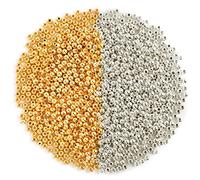 1500Pcs 4mm Spacer Round Beads Smooth Loose Ball Beads for Bracelet Necklace Jewelry Making Craft Supplies, Silver & Gold