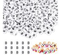 1500Pcs Acrylic Letter B Beads,7mm Round Alphabet Beads for Bracelet Making,Spacer for Necklace,Earring and Jewellery Making