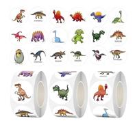 1500pcs Dinosaur Stickers for Children Kids, Round Dinosaur Stickers 2.5cm Self-Adhesive Animal Reward Sticker 18 Patterns Kids Sticker Rolls for Classroom Rewards Party Favors DIY Craft Projects