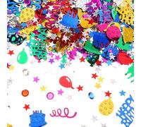 1500pcs Happy Birthday Confetti, Rhinestones Glitter Iridescent Party Decorations, Metallic Foil Colorful Mini Cakes Balloons Table Scatter Decorations for Carnival Baby Shower DIY Arts and Crafting