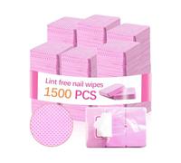 1500Pcs Lint Free Nail Wipes, Pink No Lint Nail Wipes for Gel Nails Lint Free Polish Remover Wipe Eyelash Extensions Glue Nails Cleaning Pads Supplies