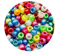 1500PCS Pony Beads Bulk,10 Colors 6×9mm Glitter Pony Beads Plastic Hair Beads with Big Holes for Crafting Bracelet Jewellery Making