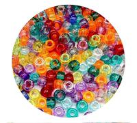1500PCS Pony Beads Bulk, 11 Colors 6×9mm Multicolored Glitter Pony Beads Plastic Hair Beads with Big Holes for Crafting Bracelet Jewellery Making