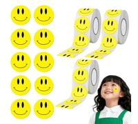 1500PCS Smiley Face Stickers,3 Rolls Small Reward Stickers,Cute Happy Face Sticker,Well Done Stickers,Emoji Stickers,Smiley Happy Face Stickers for Teacher and School,Convenient to Use(Yellow)