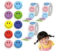 1500PCS Smiley Face Stickers,3 Rolls Small Reward Stickers,Cute Happy Face Sticker,Well Done Stickers,Emoji Stickers,Smiley Happy Face Stickers for Teacher and School,Convenient to Use(Colourful)
