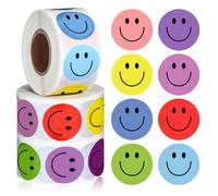 1500Pcs Smiley Face Stickers Cute Happy Face Sticker 3 Rolls Small Reward Stickers for Children Teachers School (8 Colors)
