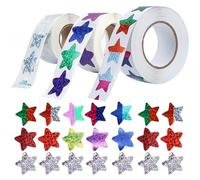 1500Pcs Tiny Holographic Star Stickers, 3 Rolls Self Adhesive Shiny Stickers, Sparkly Incentive Stickers, Bright School Stickers, Motivational Stickers, Reward Stickers for Children Students Teachers