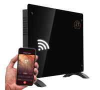 Sealey DH137 Baridi Electric Glass Panel Heater 1500W Thermostat Controlled 24Hr 7 Day Timer Wi-Fi Enabled Remote Control Black - Dh137