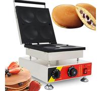 1500W Commercial Electric 4 Holes Pancake Maker 3.93 Inch Dutch Pancakes Griddle Waffle Iron Muffin Dorayaki Making Machine for Restaurant Kitchen Bakery(220V)