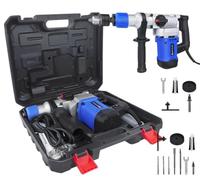 1500w Electric Demolition Jackhammer Jack Hammer Concrete Drill Breaker Kit 360°Rotating Handle,6 Variable Speed,with Grease,Chisel,Drill Bits
