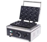 1500W Electric Donut & Waffle Maker Machine - 12 Cavity Non-Stick Griddle, Double-Sided Heating for Fast Baking, Commercial Grade for High Volume Snack Business and Catering