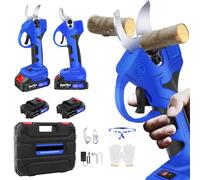 1500W Electric Garden Secateurs, 21V Brushless Motor Electric Pruning Shears Cordless with 2 x 1.5Ah Rechargeable Battery and Blades, Garden Pruners Branch Cutter Tool for Shrubs Fruit Tree