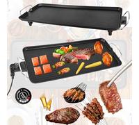 1500W Electric Grill BBQ Griddle,Cast Aluminium Tray & Vacuum Heating Tubes,Large Teppanyaki Hot Plate,High-Efficiency Teppanyaki Grill for Quick Dinners & Student Accommodations