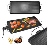 1500W Electric Grill BBQ Griddle, Large Teppanyaki Hot Plate ,5 Temp Control ,Premium Ceramic Coating & One-Minute Clean - Large Teppanyaki Hot Plate for Family BBQs, Flats and Balconies