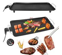 1500W Electric Grill BBQ Griddle,Large Teppanyaki Hot Plate,High-Efficiency Teppanyaki Grill,5 Temp Control,Premium Ceramic Coating,Worry-Free Indoor BBQ Set for Rainy Days(XL 81cm Tray)