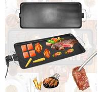 1500W Electric Grill BBQ Griddle,QLarge Teppanyaki Hot Plate - Energy Saving Electric BBQ,5 Temp Control,Premium Ceramic Coating for Sunday Roasts, Pancakes & Indoor Grilling (Anti-Skid Base)